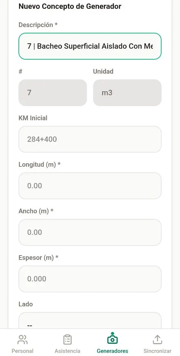 Campo PWA — Generadores