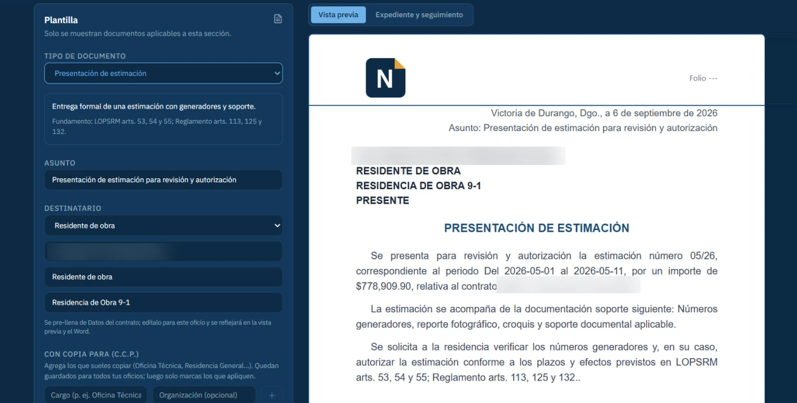Redacción de un oficio con su fundamento legal en Nexdorf